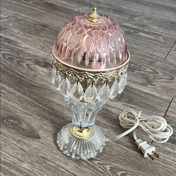 michellotti Other - Michelotti Vintage 10” Pink and Gold Crystal Table Lamp